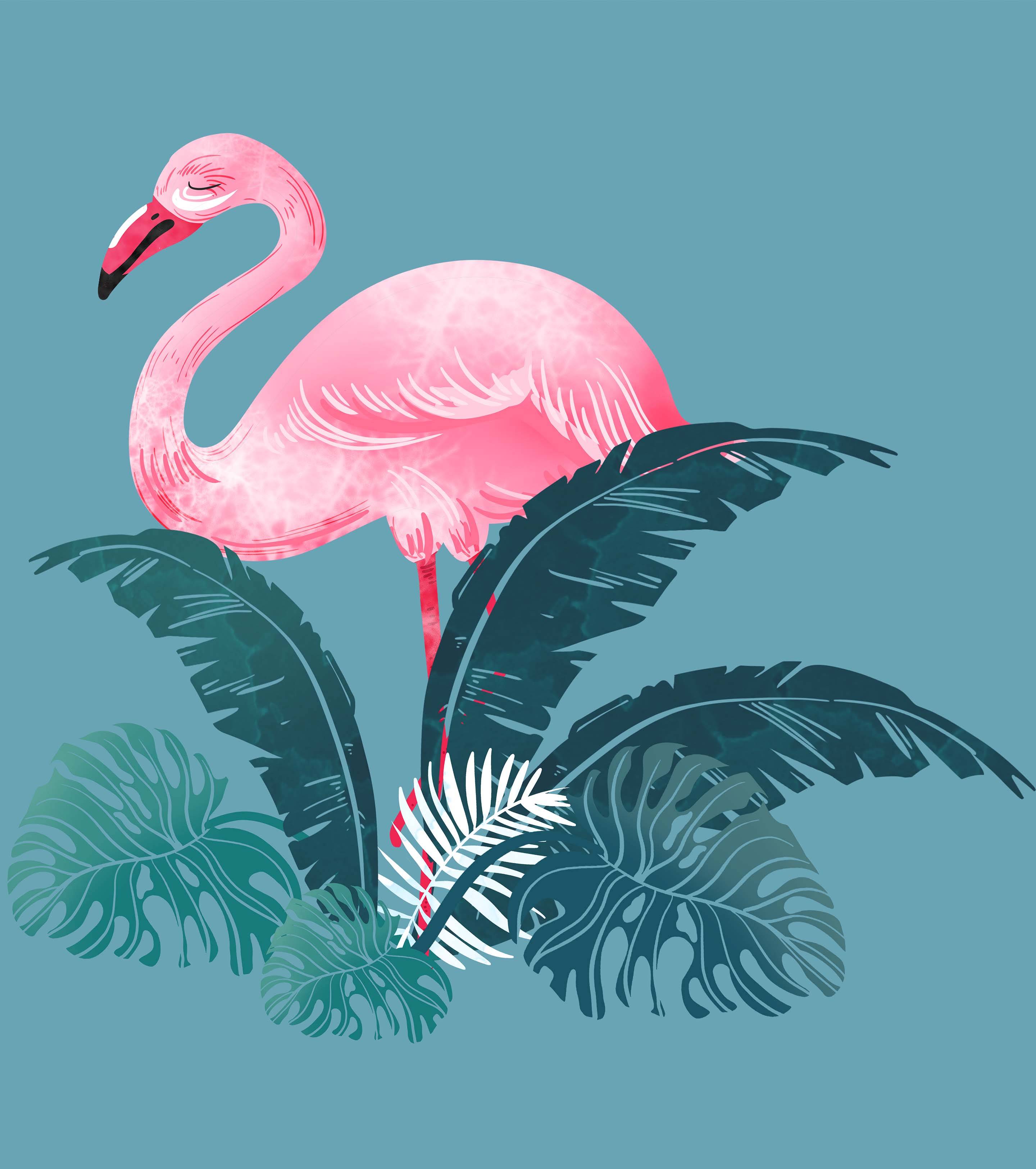 ins风蓝色火烈鸟元素