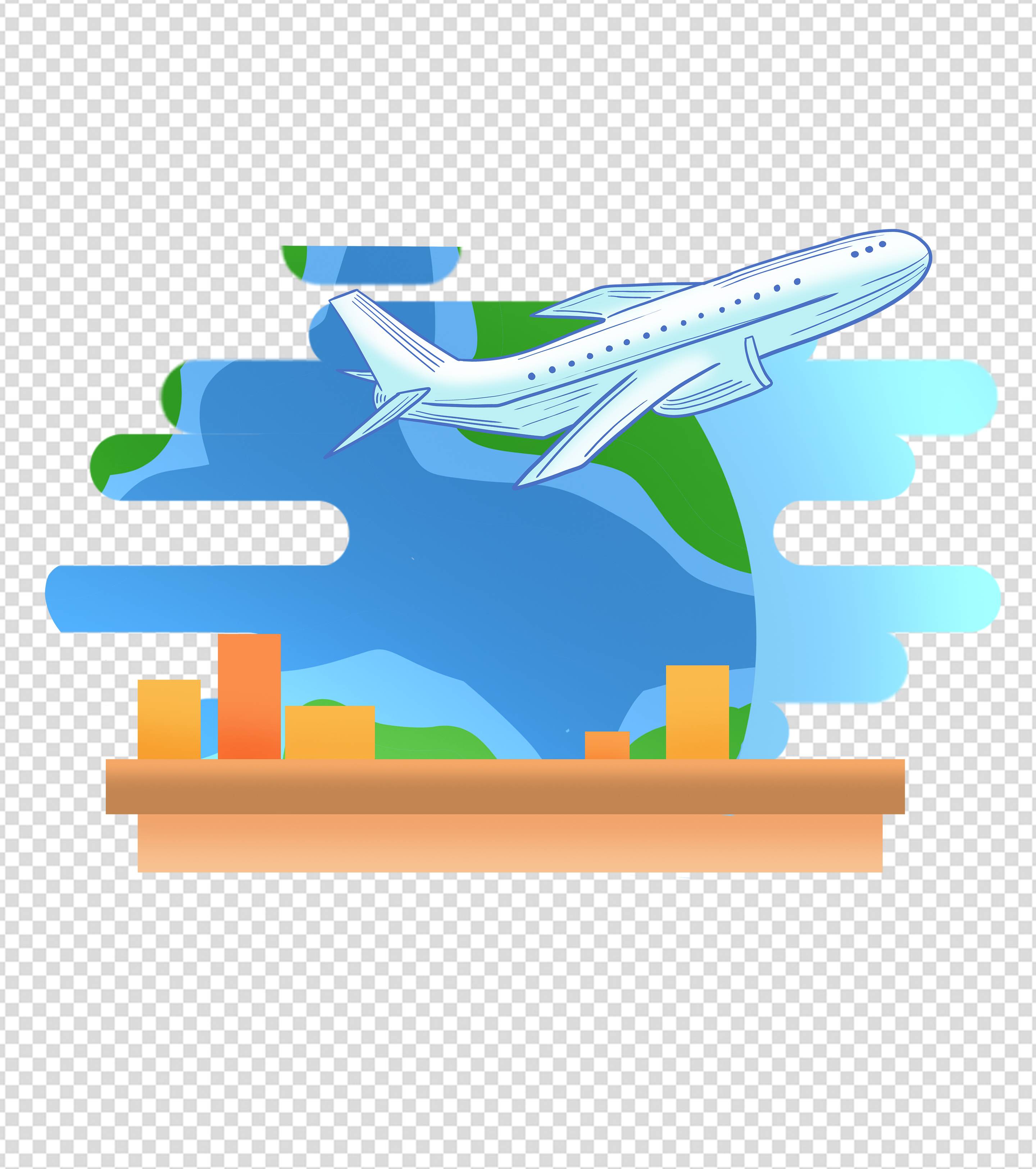 蓝色春运飞机元素